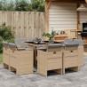 Ensemble à manger de jardin et coussins 9 pcs mélange beige 637347637347