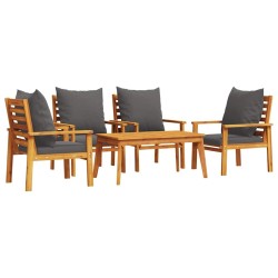 Salon de jardin avec coussins 5 pcs Bois d'acacia solide 637349637349