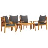 Salon de jardin avec coussins 5 pcs Bois d'acacia solide 637349637349