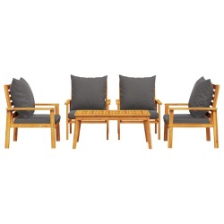 Salon de jardin avec coussins 5 pcs Bois d'acacia solide 637349637349