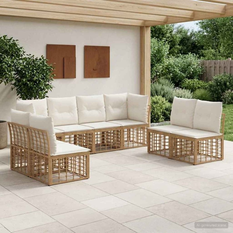 Ensemble de canapés d'extérieur Naturel Polyester 637356637356