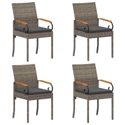 Chaises de jardin avec coussin 4 pcs Gris et Gris foncé 637357637357