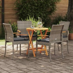 Chaises de jardin avec coussin 4 pcs Gris et Gris foncé 637357637357