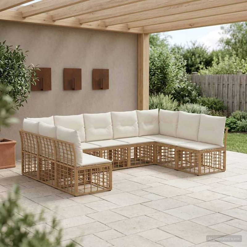 Ensemble de canapés d'extérieur Naturel Polyester 637358637358