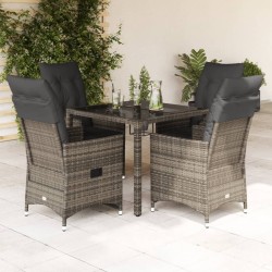 Ensemble à manger de jardin 5 pcs coussins gris résine tressée 637359637359