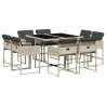 Ensemble à manger de jardin et coussins 9 pcs gris clair rotin 637360637360