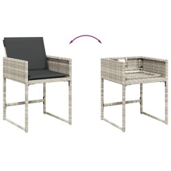 Ensemble à manger de jardin et coussins 9 pcs gris clair rotin 637360637360