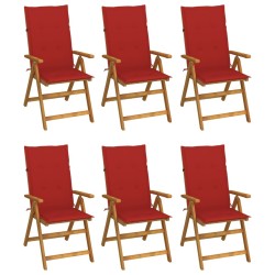 Chaises pliables de jardin lot de 6 avec coussins Bois d'acacia 637363637363