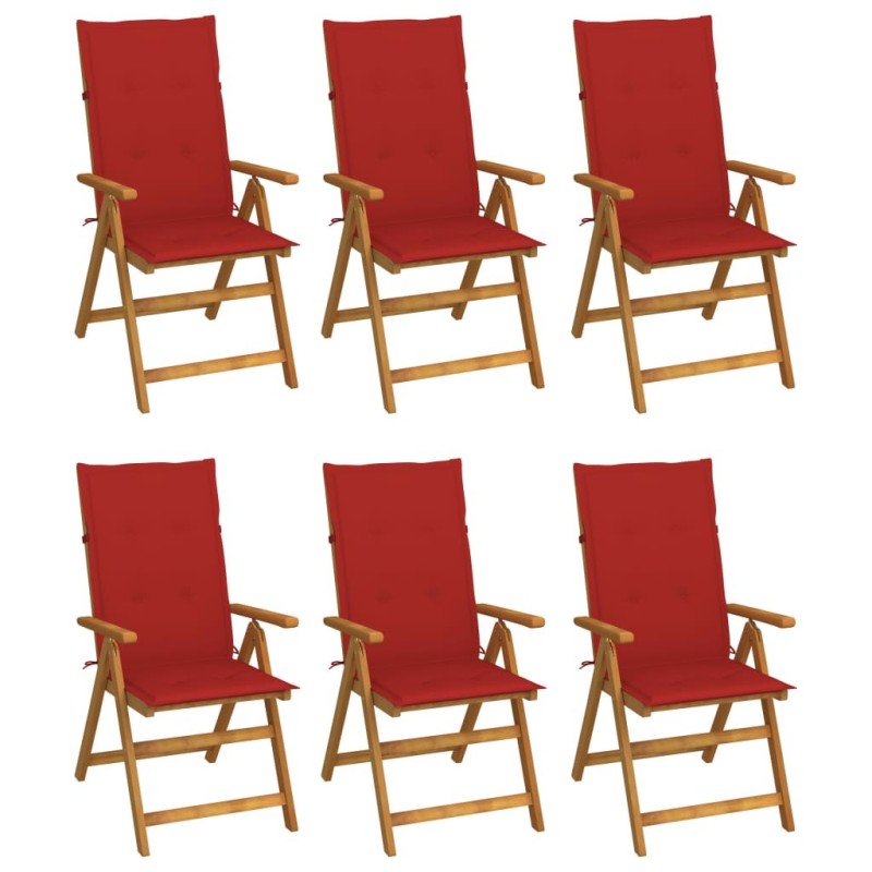 Chaises pliables de jardin lot de 6 avec coussins Bois d'acacia 637363637363