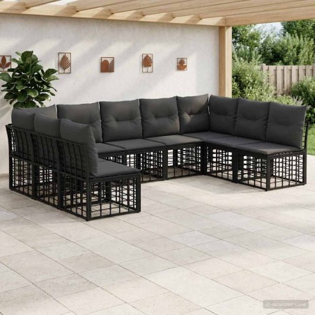 Ensemble de canapés d'extérieur Noir Polyester 637365637365