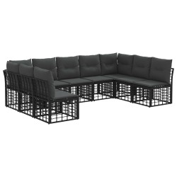 Ensemble de canapés d'extérieur Noir Polyester 637365637365