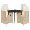 Ensemble à manger de jardin avec coussins 5pcs Beige poly rotin 637371637371