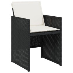 Ensemble à manger de jardin 9pcs coussins noir résine tressée 637377637377