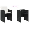 Ensemble à manger de jardin 9pcs coussins noir résine tressée 637377637377