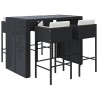 Ensemble de bar de jardin 5 pcs avec coussins noir poly rotin 637378637378