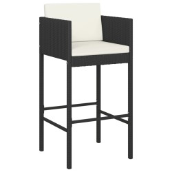 Ensemble de bar de jardin 5 pcs avec coussins noir poly rotin 637378637378