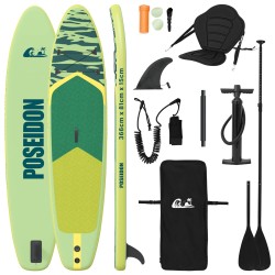 Planche de SUP avec siège 2-en-1 POSEIDON 366 x 81 x 15 cm Vert 637379637379