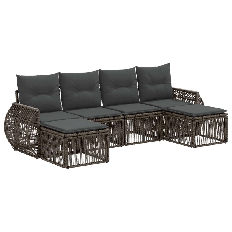 Ensemble de canapé de jardin 6 pcs Gris et Gris foncé polyrotin 637381637381