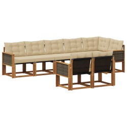 Ensemble de canapés d'extérieur 8 pcs Naturel et Beige 637382637382