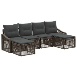 Ensemble de canapé de jardin 6 pcs Gris polyrotin 637385637385