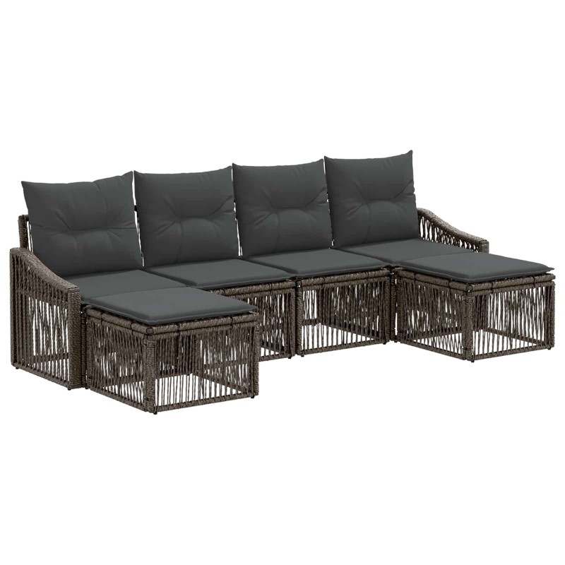Ensemble de canapé de jardin 6 pcs Gris polyrotin 637385637385