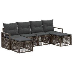 Ensemble de canapé de jardin 6 pcs Gris polyrotin 637388637388
