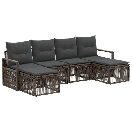 Ensemble de canapé de jardin 6 pcs Gris polyrotin 637388637388