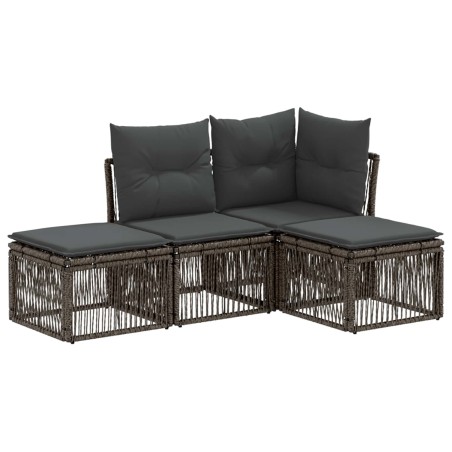 Ensemble de canapé de jardin 4 pcs Gris polyrotin 637390637390