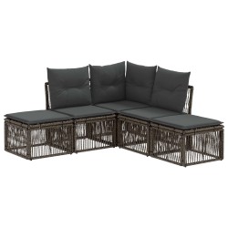 Ensemble de canapé de jardin 5 pcs Gris polyrotin 637401637401