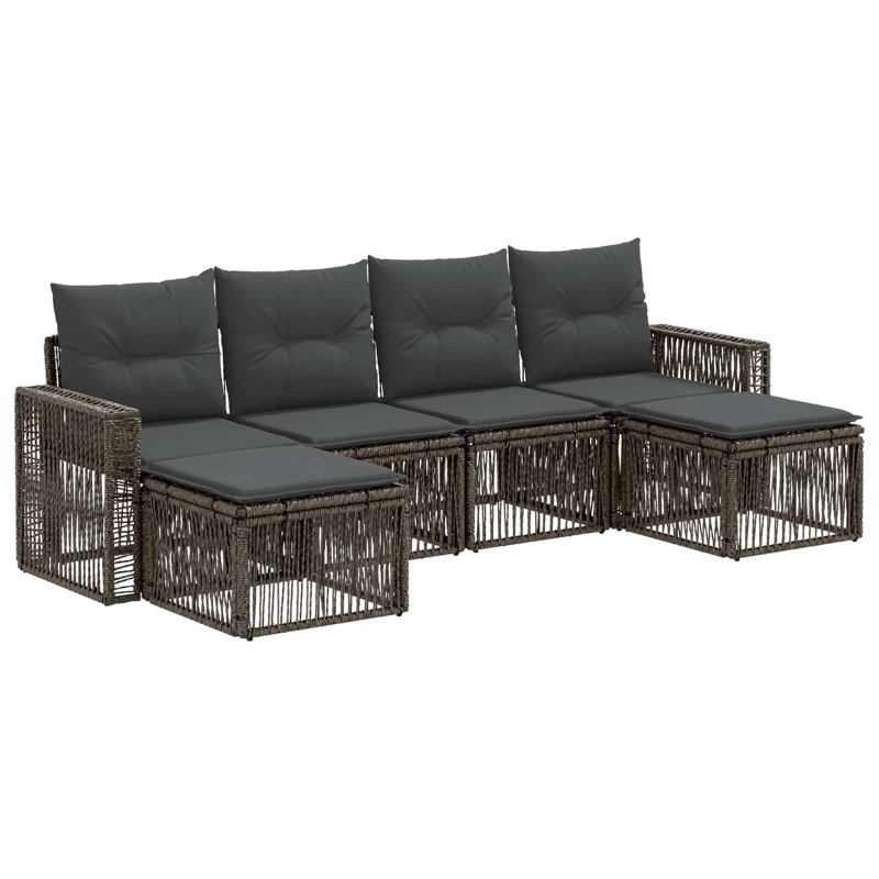 Ensemble de canapé de jardin 6 pcs Gris et Gris foncé polyrotin 637403637403