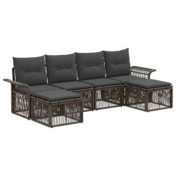 Ensemble de canapé de jardin 6 pcs Gris polyrotin 637404637404