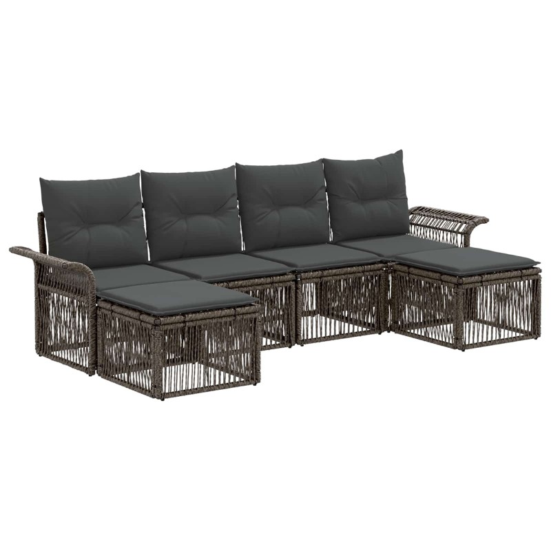 Ensemble de canapé de jardin 6 pcs Gris polyrotin 637404637404