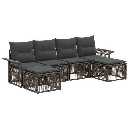 Ensemble de canapé de jardin 6 pcs Gris polyrotin 637404637404