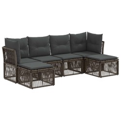 Ensemble de canapé de jardin 6 pcs Gris polyrotin 637405637405