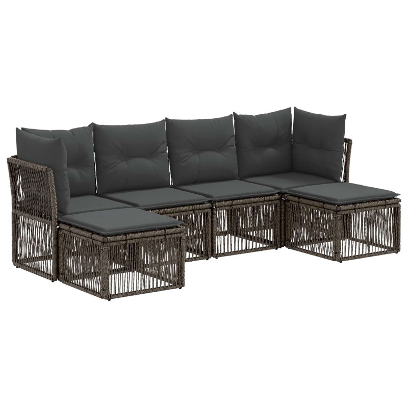 Ensemble de canapé de jardin 6 pcs Gris polyrotin 637405637405