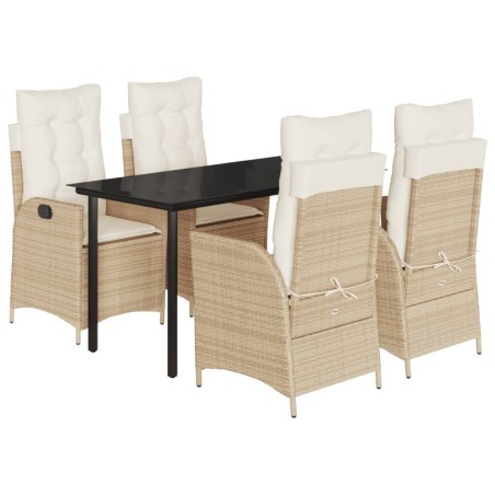 Ensemble à manger de jardin avec coussins 5pcs Beige poly rotin 637406637406