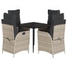 Ensemble à manger de jardin et coussins 5 pcs gris clair rotin 637407637407
