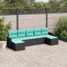 Salon de jardin 7 pcs avec coussins noir résine tressée 637410637410