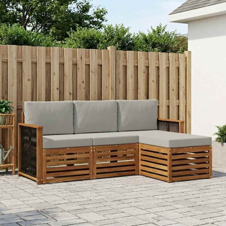 Ensemble de canapés d'extérieur 4 pcs Naturel et gris clair 637412637412