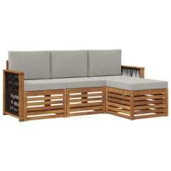 Ensemble de canapés d'extérieur 4 pcs Naturel et gris clair 637412637412