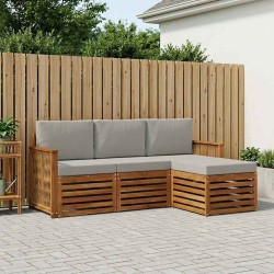 Ensemble de canapés d'extérieur 4 pcs Naturel et gris clair 637417637417