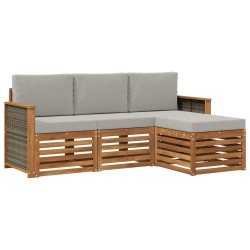 Ensemble de canapés d'extérieur 4 pcs Naturel et gris clair 637419637419