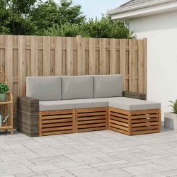 Ensemble de canapés d'extérieur 4 pcs Naturel et gris clair 637434637434