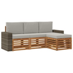 Ensemble de canapés d'extérieur 4 pcs Naturel et gris clair 637434637434