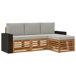 Ensemble de canapés d'extérieur 4 pcs Naturel et gris clair 637435637435