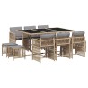 Ensemble à manger de jardin et coussins 11 pcs mélange beige 637436637436