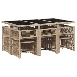 Ensemble à manger de jardin et coussins 11 pcs mélange beige 637436637436