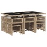 Ensemble à manger de jardin et coussins 11 pcs mélange beige 637436637436