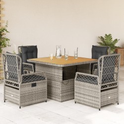 Ensemble à manger de jardin 5 pcs coussins gris résine tressée 637437637437