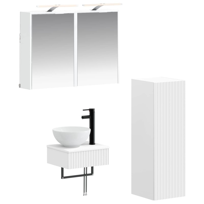 Ensemble d'armoire de salle de bain 4 pcs Blanc 637438637438